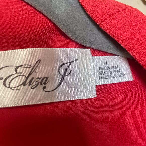 Eliza J Red high low v neck fit and flare midi dress Size 4 holiday party - Picture 3 of 5